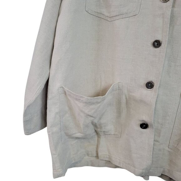 Vintage Chico's 55% Linen 45% Cotton Work Ware Long Line Utility Jacket Sz L (2) - Picture 5 of 13